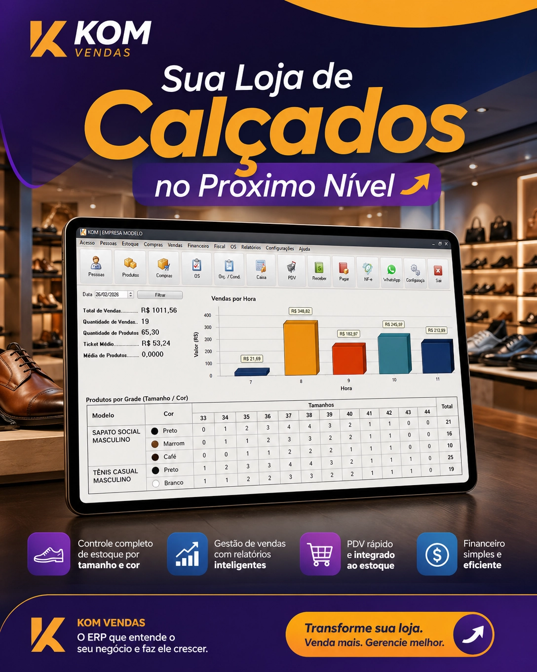 ERP KOM Vendas para lojas de calcados